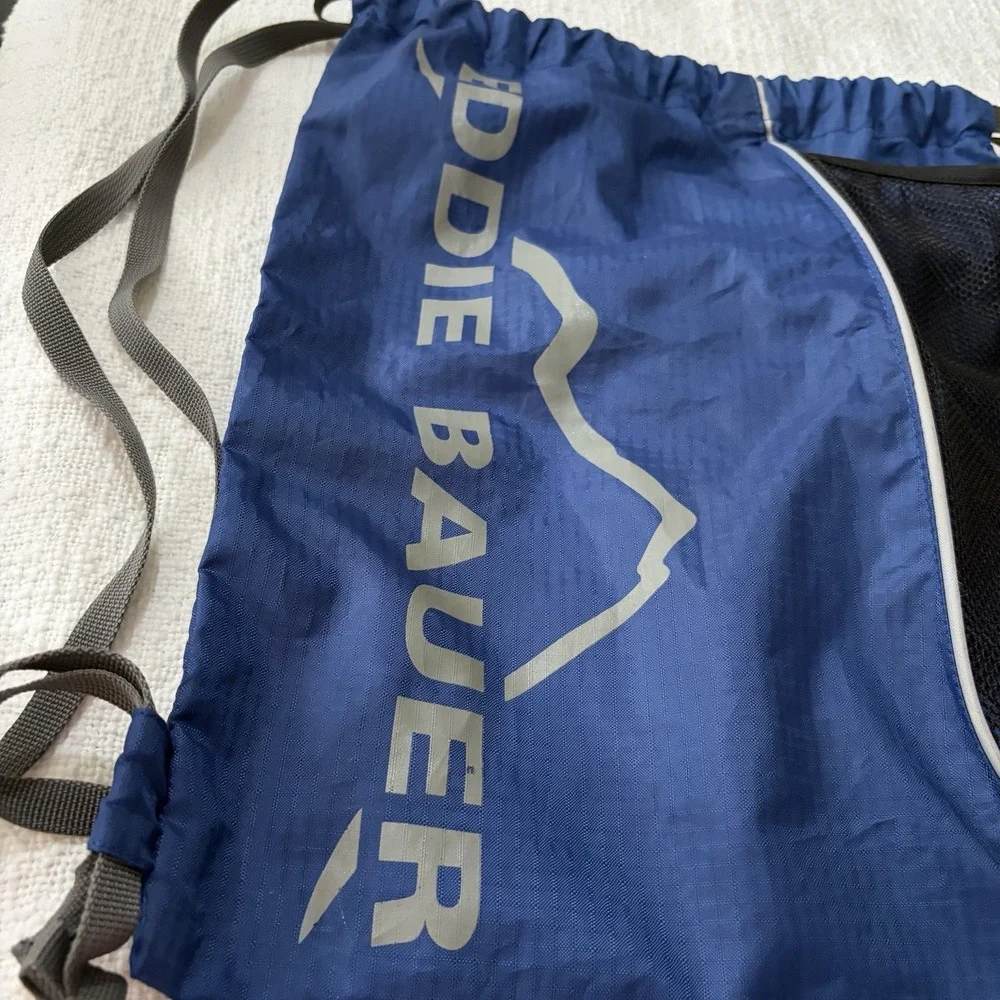 Eddie Bauer Drawstring Blue Cinch Gym Carry Bag Outdoors Hiking